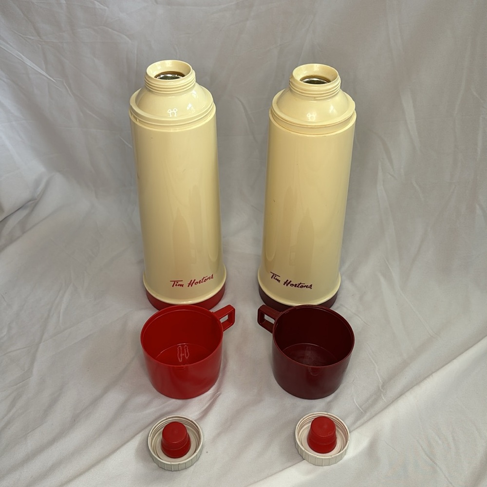 Vintage set of 2 Tim Hortons thermos brand coffee mug - Picture 2 of 10